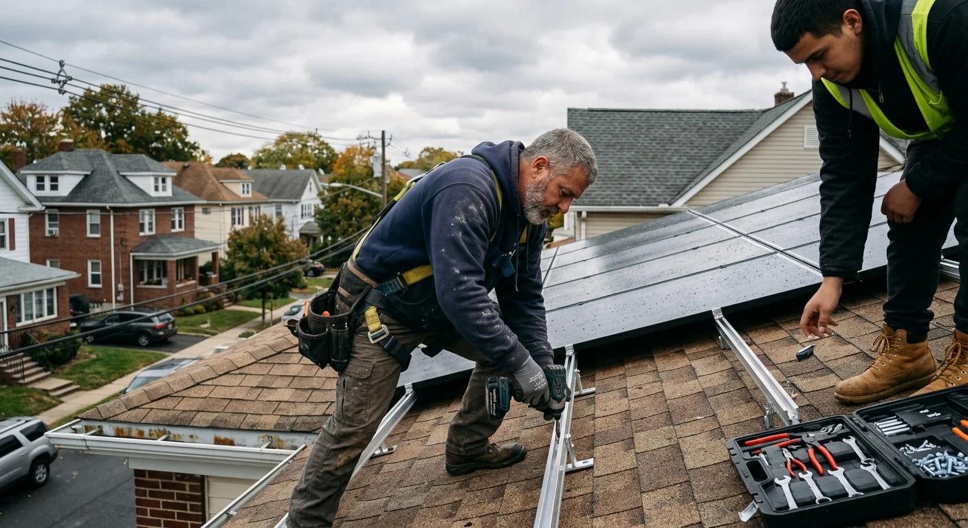 Off-grid solar array with battery bank installed at a rural Clifton property