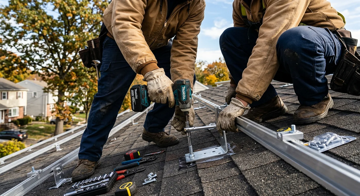 Roof racking reinforcement before off-grid panel mounting in Clifton