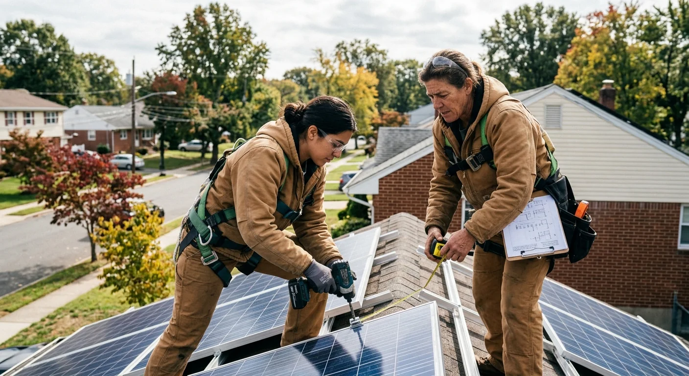 Technician mounting a home battery storage unit beside a solar inverter in Clifton