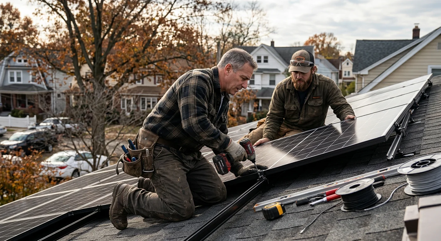 Solar technician installing a new inverter on a Clifton home wall