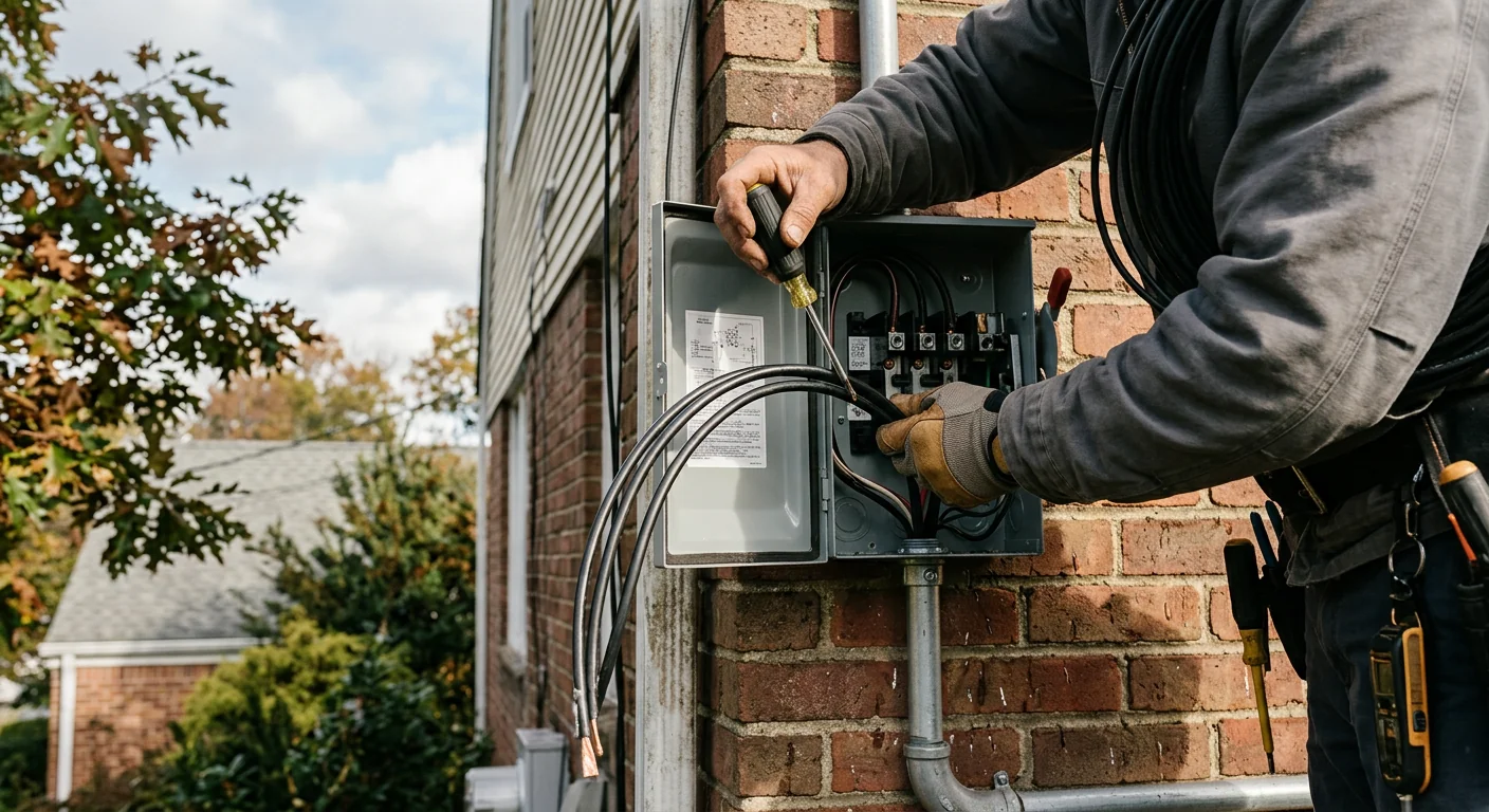 Hands landing conductors into a solar disconnect box during a Clifton install