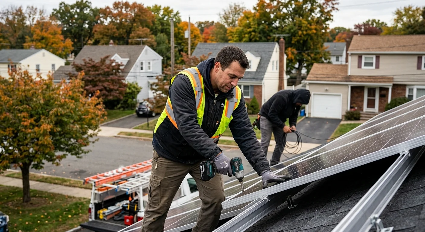 Solar panel array installed on a Clifton NJ residential rooftop