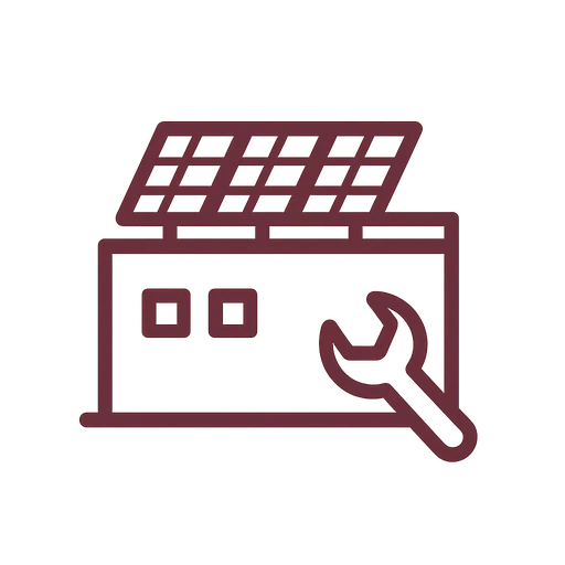 Flat commercial roof covered with ballasted solar panel array