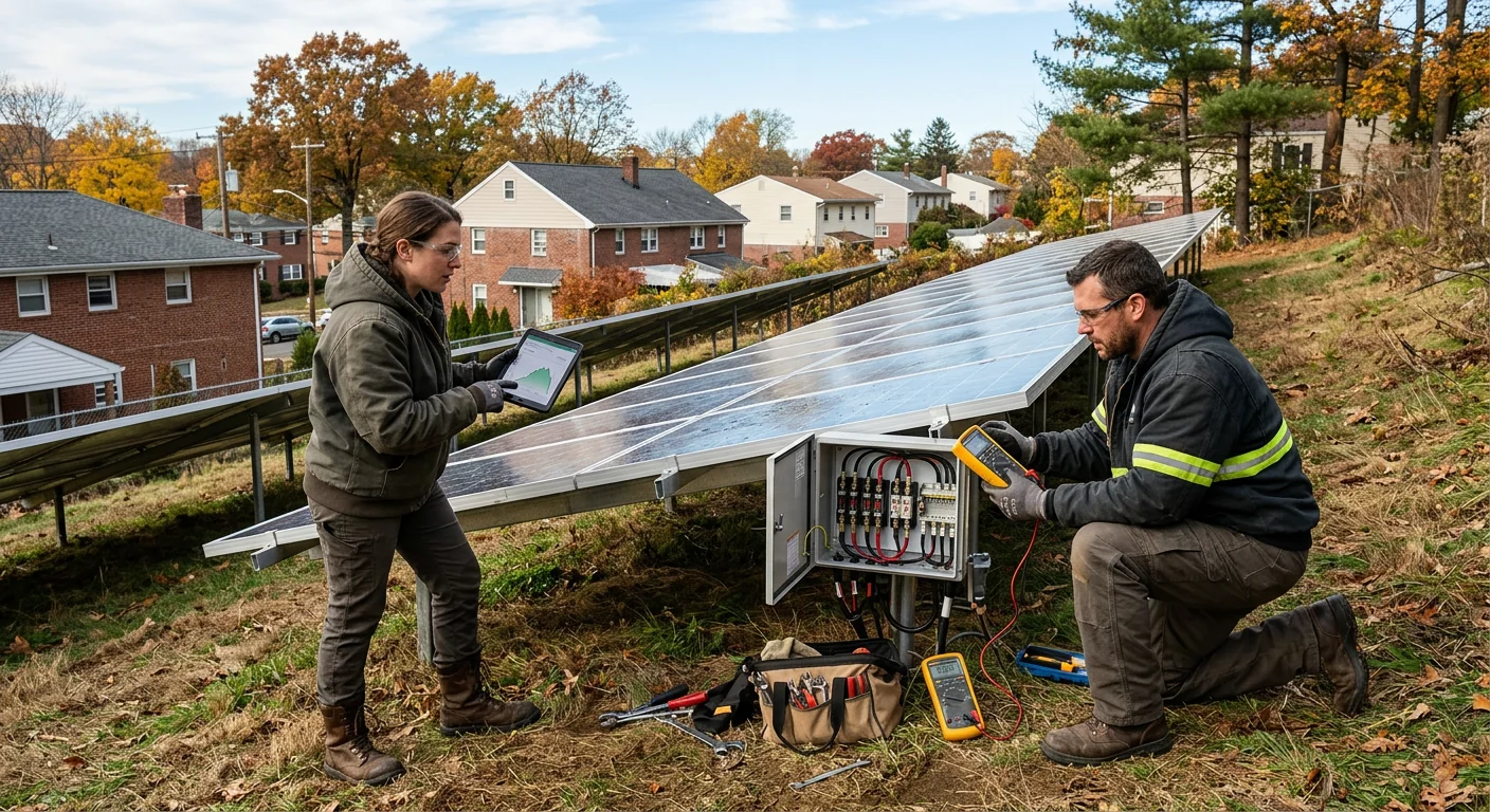 Cleaned and tested solar array producing full output after maintenance in Clifton